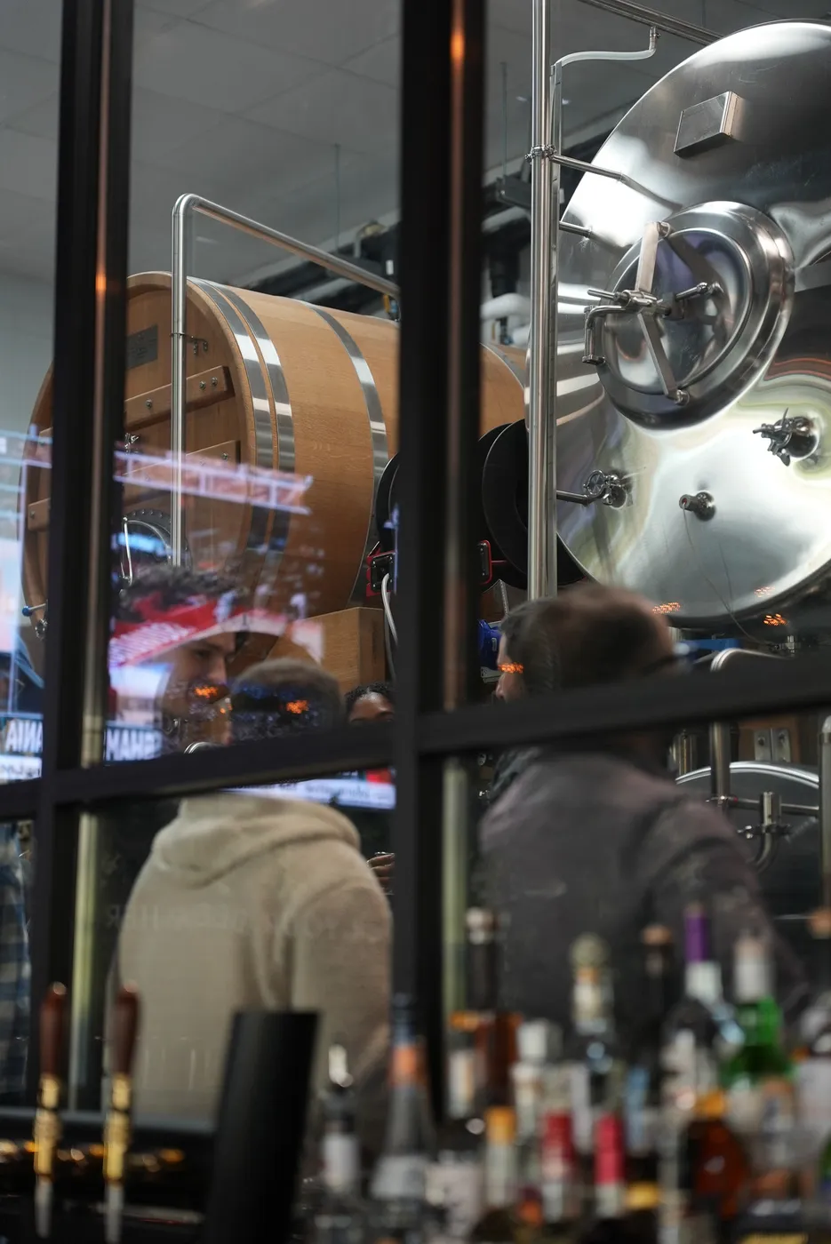 Brewery Tanks Through Glass