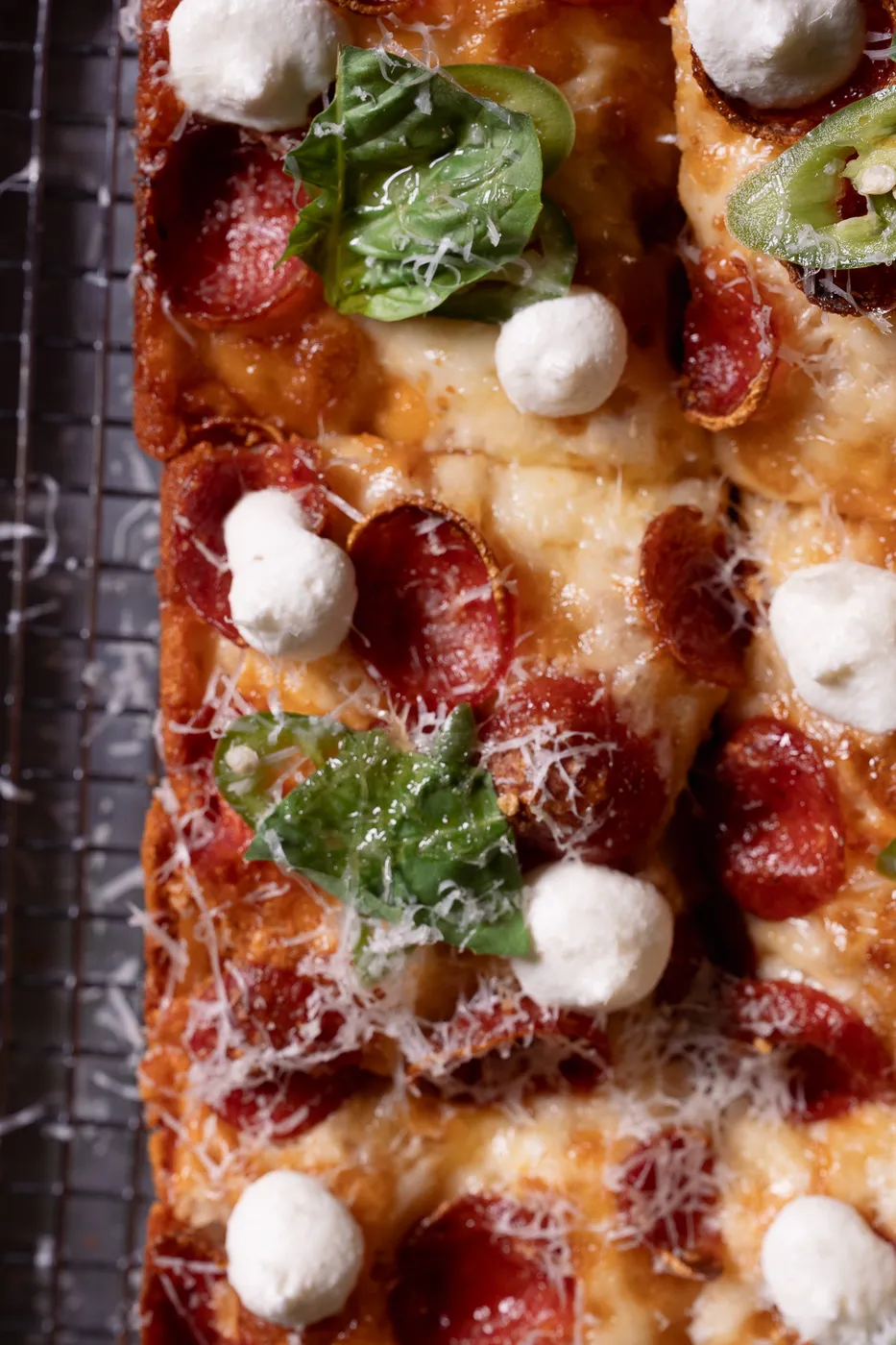 Knead Pepperoni Square Closeup